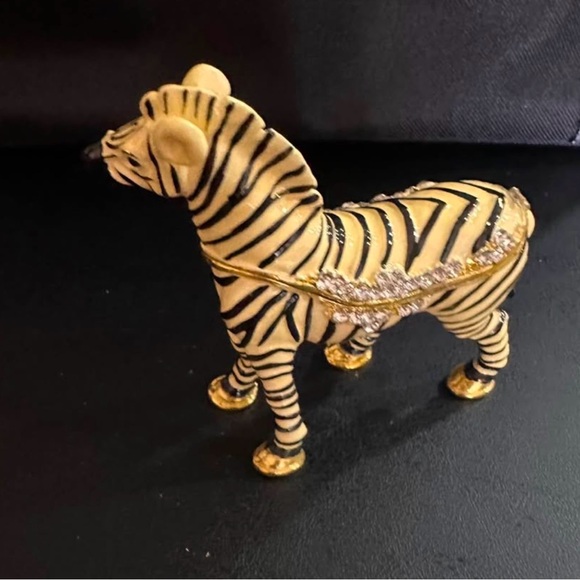 Decorative Zebra Trinket Box with Gold Accents - Picture 2 of 4